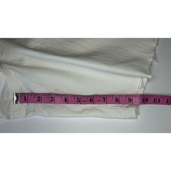 Jessica Simpson Adored Slim Bermuda Shorts Modest White Denim Jean Fray Hem 24W - Picture 15 of 16